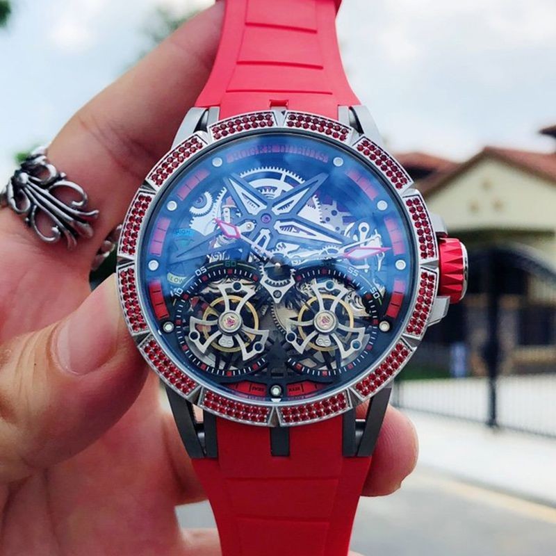 No customs duties Roger Dubuis Excalibur Spider Huracan Replica Automatic Red 47MM roo19202