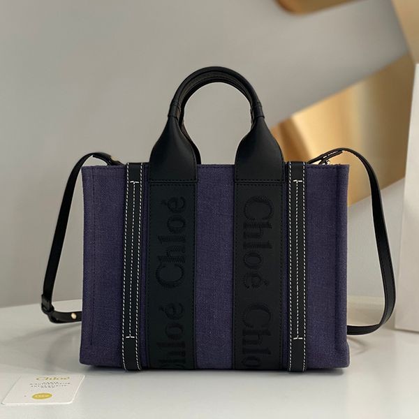 Very popular! Chloe Woody replica small tote bag linen che76353