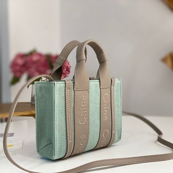 Free shipping Chloe Woody replica medium canvas tote bag chk77785