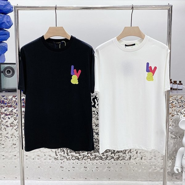 [Fashionable★] Louis Vuitton Cotton T-shirt replica black & white vug01687