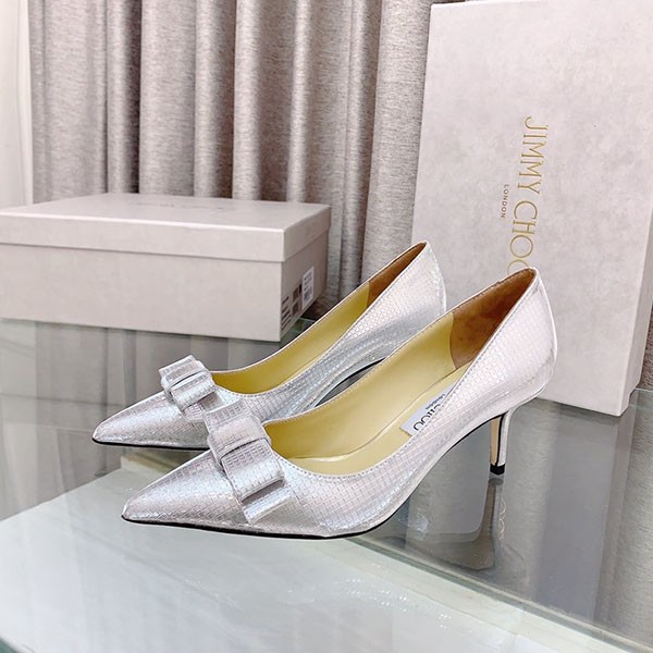 Jimmy Choo Replica Leather Bow Glitter Pumps jij06953