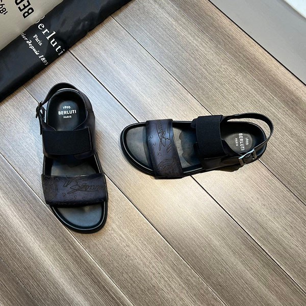 Super low price! Berluti Sifnos Scritto Leather Sandals Replica bet10964