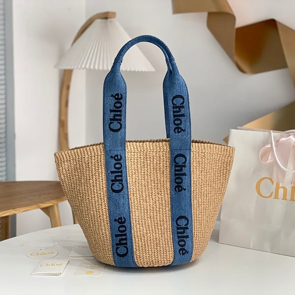 Chloe WOODY replica large basket bag/ Denim chb25866 Chloe WOODY replica large basket bag/ Denim chb25866