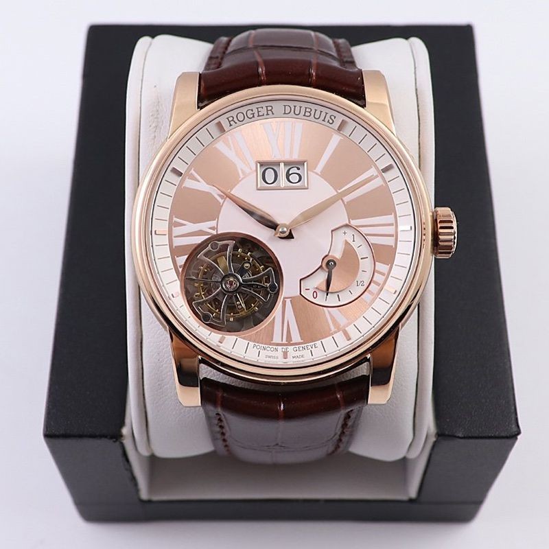 Cute Roger Dubuis Homage Replica Flying Tourbillon Large Date rob54195