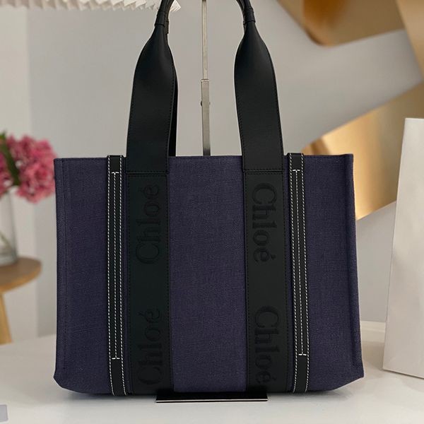 [Great Deal] Chloe Woody Replica Small Tote Bag Linen CHC66462