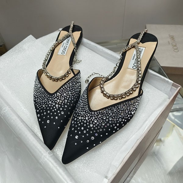 Jimmy Choo Replica SAEDA Suede Crystal Flat Shoes jih38656