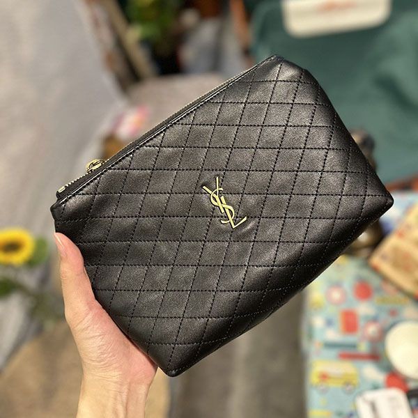 YSL Replica Cosmetic Pouch with Stitch Charm Sah88354
