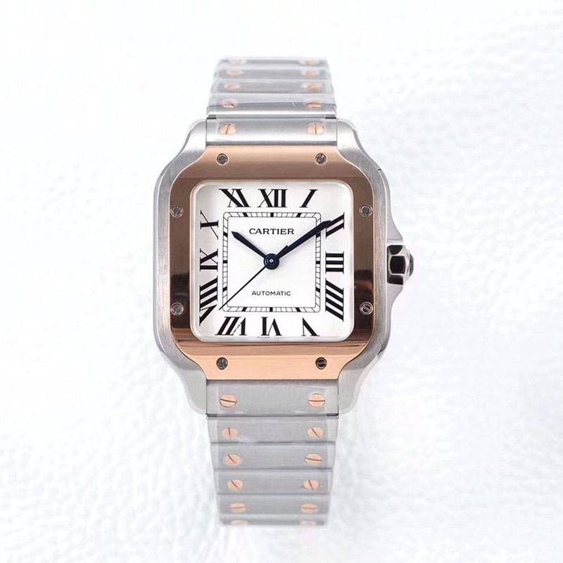Very popular all over the world? Cartier Santos de Cartier MM Replica Stainless Steel Pink Gold kah73418
