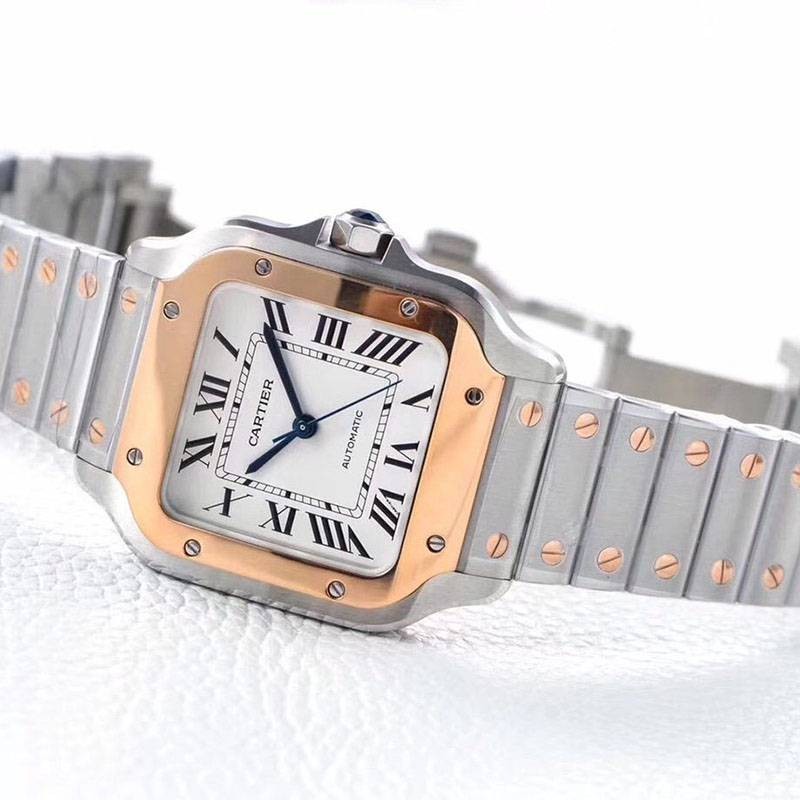 Very popular all over the world? Cartier Santos de Cartier MM Replica Stainless Steel Pink Gold kah73418