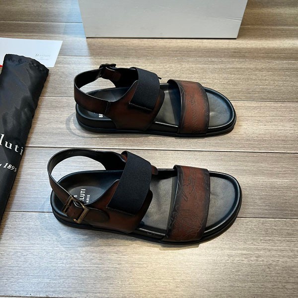 Cool? Berluti Sifnos Scritto Leather Sandals Replica beq14273