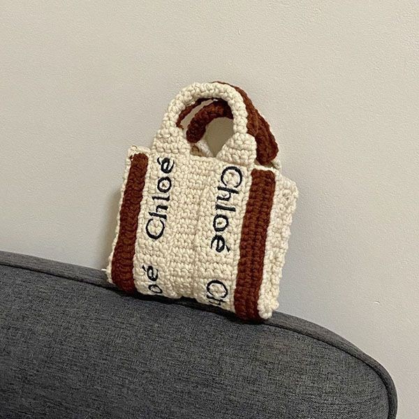 Chloe handmade crochet woody nano tote bag replica chg43037