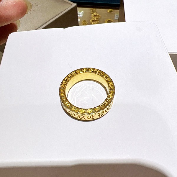 Chrome Hearts CH Plus Fake Cross 22k Gold Ring Kuy16796
