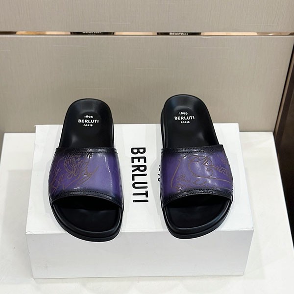 Berluti Egio Sandal Replica Stamp Leather Sandal bej44198