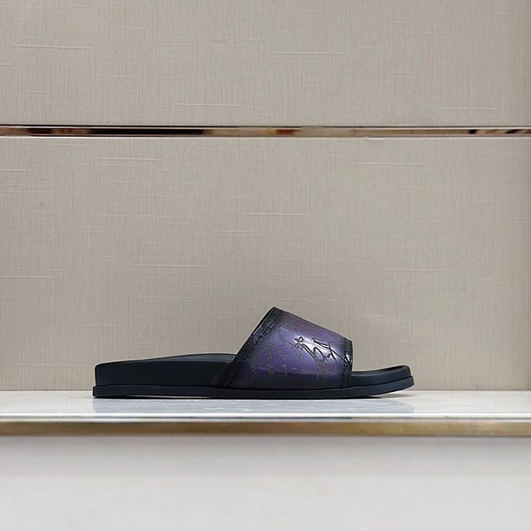 Berluti Egio Sandal Replica Stamp Leather Sandal bej44198