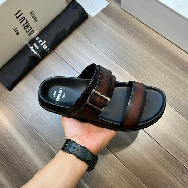 Berluti Replica Sifnos Scritto Leather Sandals beh54005