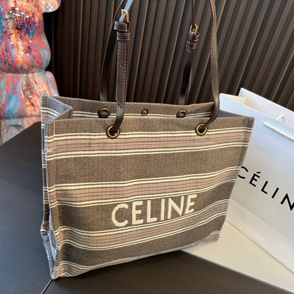 Very popular! Celine Large Cabas Thais Replica / Celine Jacquard Striped Textile Cec62595