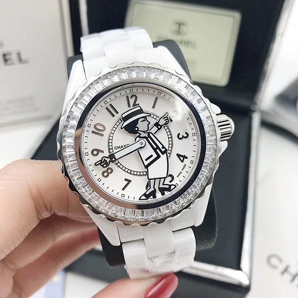 Chanel J12 Replica New Watch Mademoiselle 33/38mm H5241 White shf53081