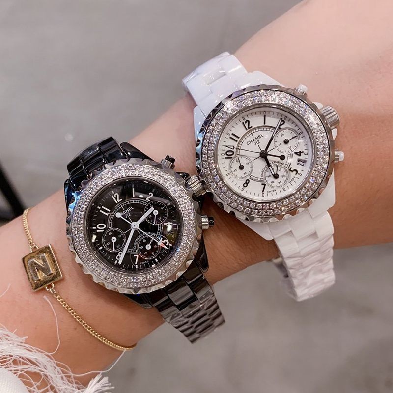 Sold Out Chanel J12 Chronograph Replica Ceramic Diamond Bezel 41mm 2 Colors shd77322