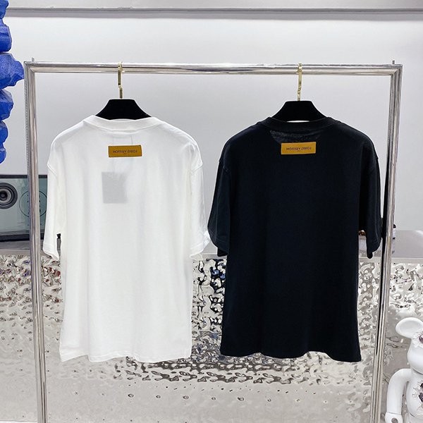New color ☆ Rare Louis Vuitton cotton T-shirt copy black & white vuf67064