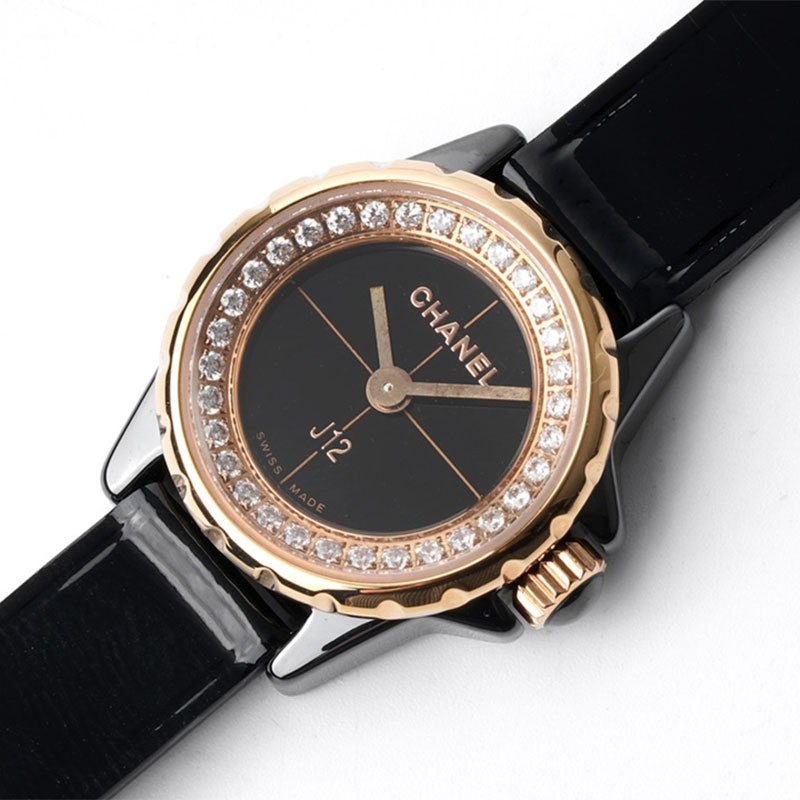 Cute Chanel J12?XS Replica Black/Rose Gold shp78283