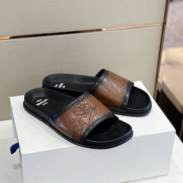 Berluti Egio Sandal Replica Stamp Leather Sandal bee53733