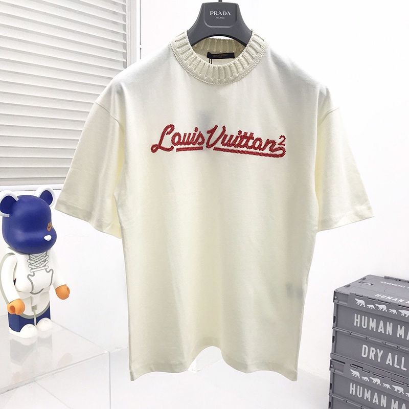 Love at first sight?◆Louis Vuitton◆T-shirt copy top short sleeve men's red white 1A9GMQ