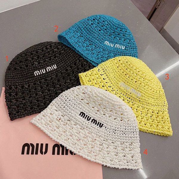 New design Miu Miu woven fabric replica hat myk92846