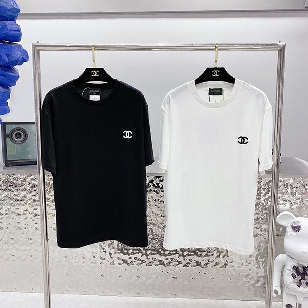 High quality??? Chanel T-shirt fake cotton black & white sho29322
