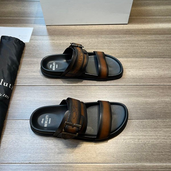 Berluti Replica Sifnos Scritto Leather Sandals bep84680