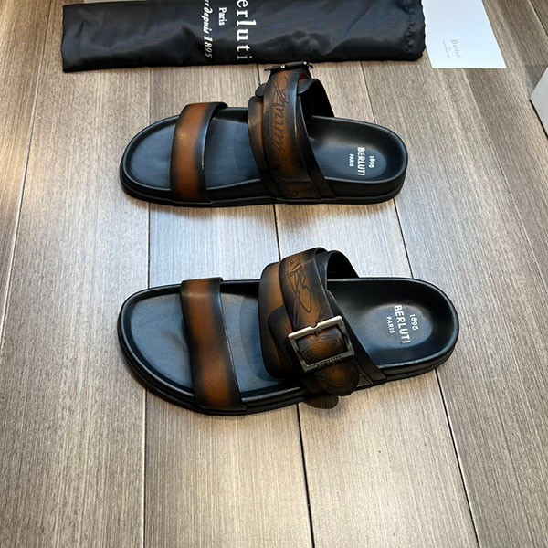 Berluti Replica Sifnos Scritto Leather Sandals bep84680