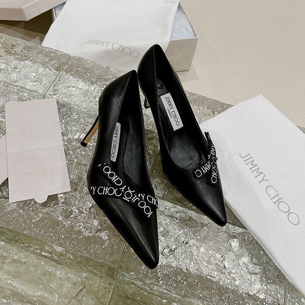 Jimmy Choo Replica Pumps Pointed Toe Logo Ribbon 60mm jib04507