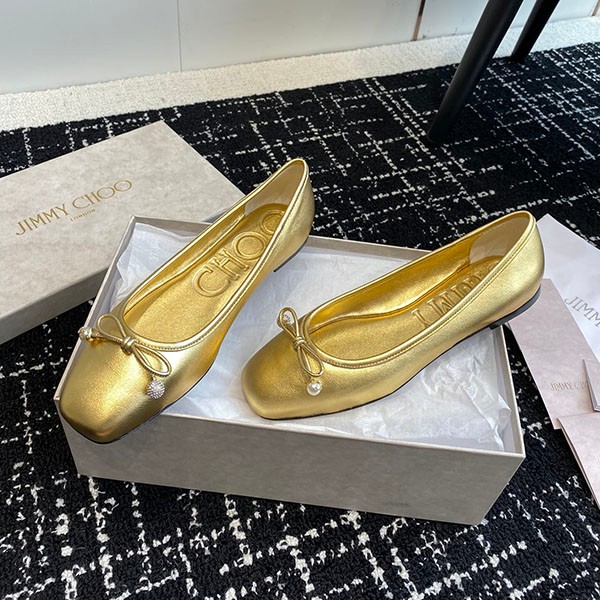 Attention ★ Jimmy Choo pearl nappa leather flat shoes replica jiz05095