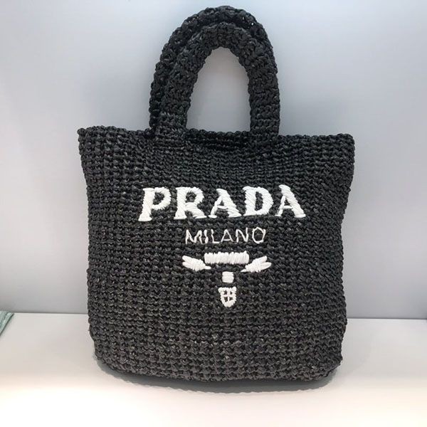 Extremely rare! Prada basket bag, Raffia tote replica, small size pul62215