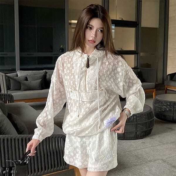 [Very convenient] Louis Vuitton replica Monogram Parka Hoodie Top and bottom set vuo41522