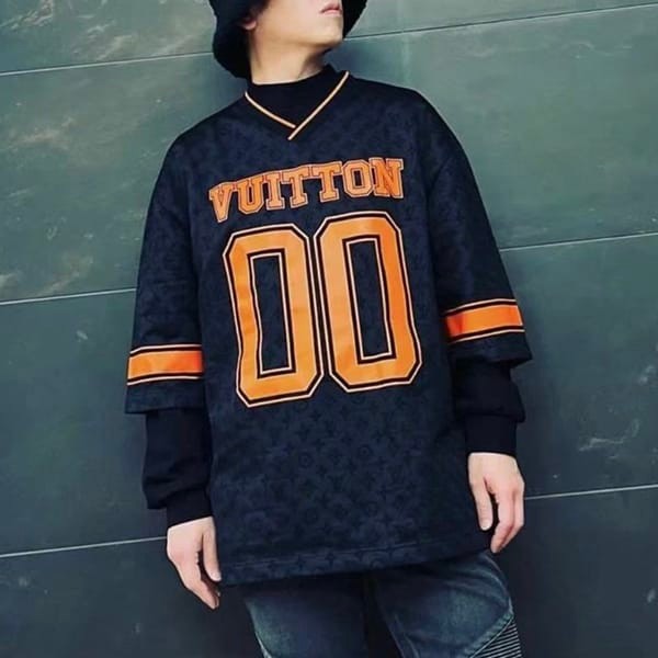 Free shipping Louis Vuitton sporty V-neck T-shirt replica 1AB6G1