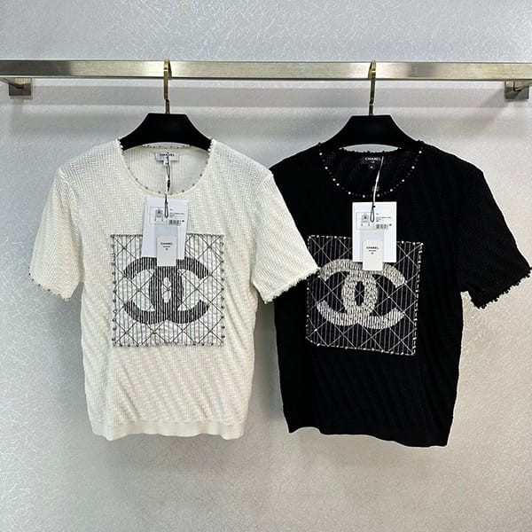 New sale Chanel logo T-shirt replica short sleeve top 2 colors shv43203