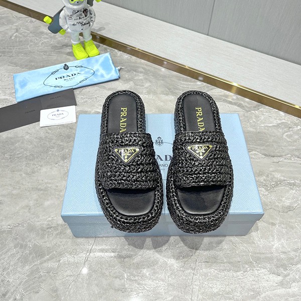 ★Prada raffia flatform sandals replica pup40986
