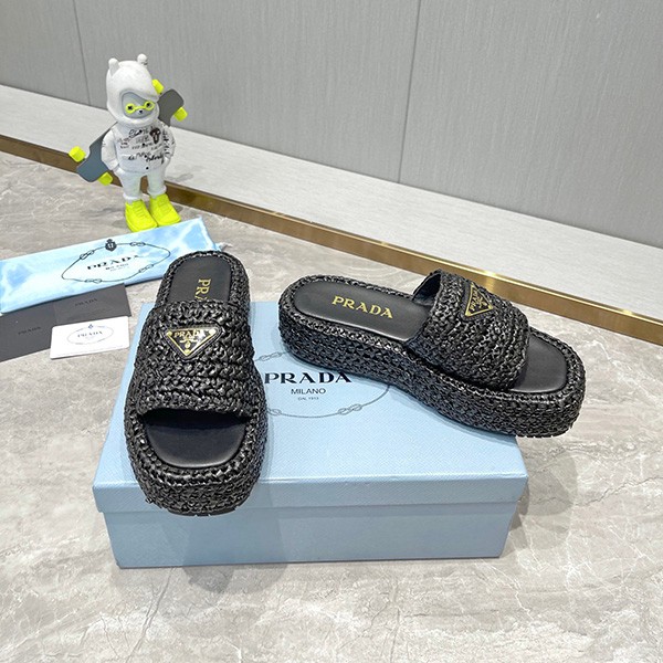 ★Prada raffia flatform sandals replica pup40986