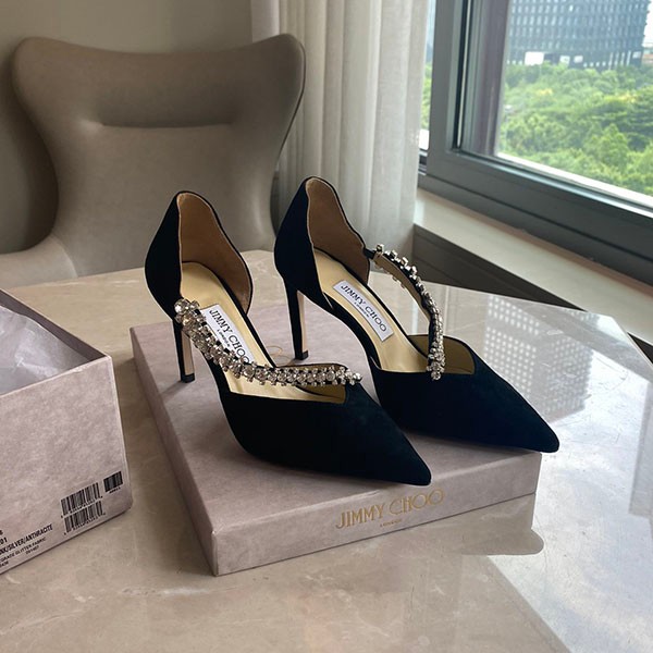 Jimmy Choo Replica Bee 85mm Crystal Suede Pumps jih47491