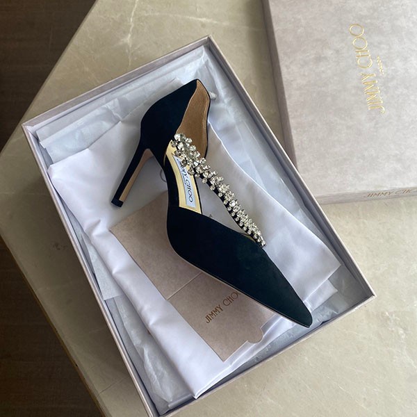 Jimmy Choo Replica Bee 85mm Crystal Suede Pumps jih47491
