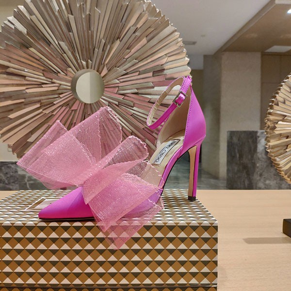 [Jimmy Choo replica] Averly 100 bow-detailed satin pumps jic39606