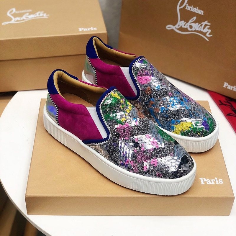 No.1 Popular Louboutin ◆ Cute slip-ons with sparkling jewels Fake Rua76560