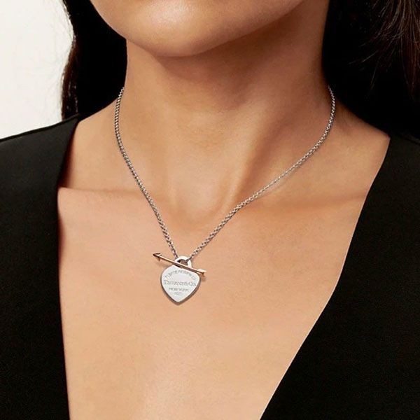 Attention ★ Tiffany heart tag necklace replica silver Tir93277