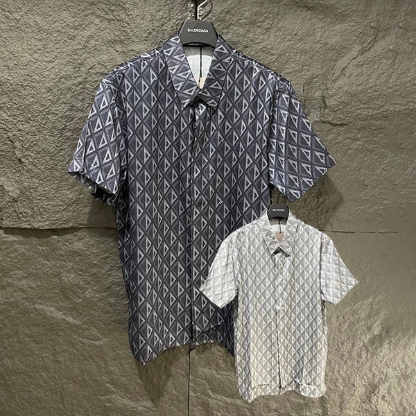 Free shipping Dior new short sleeve shirt fake CD diamond silk twill 2 colors deh01849