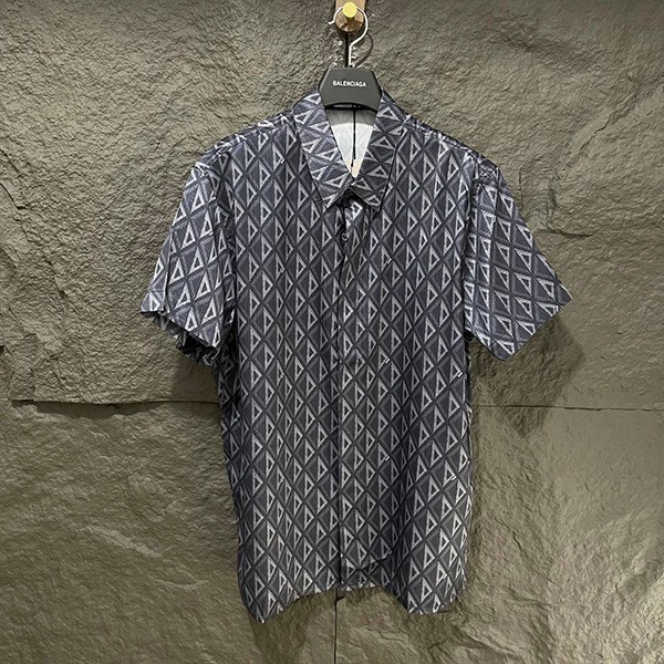 Free shipping Dior new short sleeve shirt fake CD diamond silk twill 2 colors deh01849