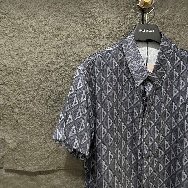 Free shipping Dior new short sleeve shirt fake CD diamond silk twill 2 colors deh01849