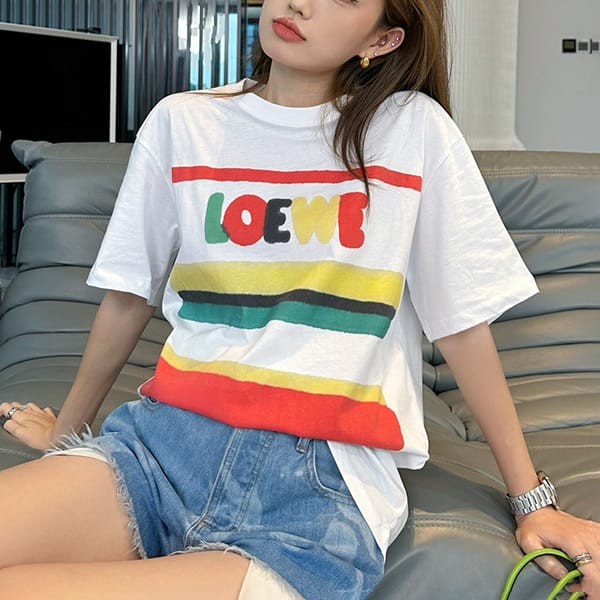 LOEWE Replica Logo Stripe Cotton T-Shirt H616Y22J12 with Tracking LOEWE Replica Logo Stripe Cotton T-Shirt H616Y22J12 with Tracking