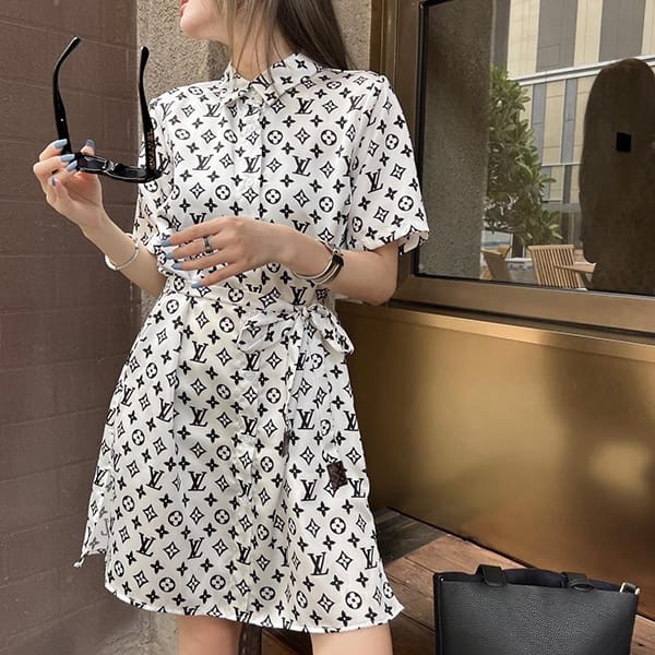 Luxury brand ☆ Louis Vuitton ☆ Monogram shirt dress copy vuy16986