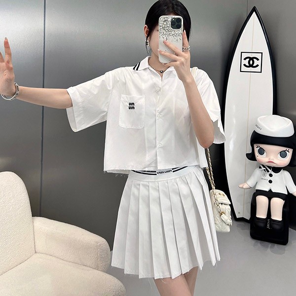★Not available in Japan★【Miu Miu replica】Logo cotton poplin shirt MK1761 ★Not available in Japan★【Miu Miu replica】Logo cotton poplin shirt MK1761