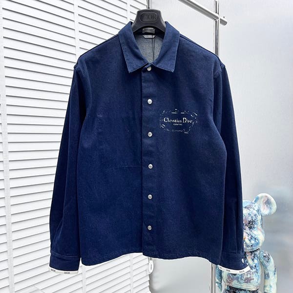 Eye-catching color Dior logo print cotton overshirt fake 383D491AY978